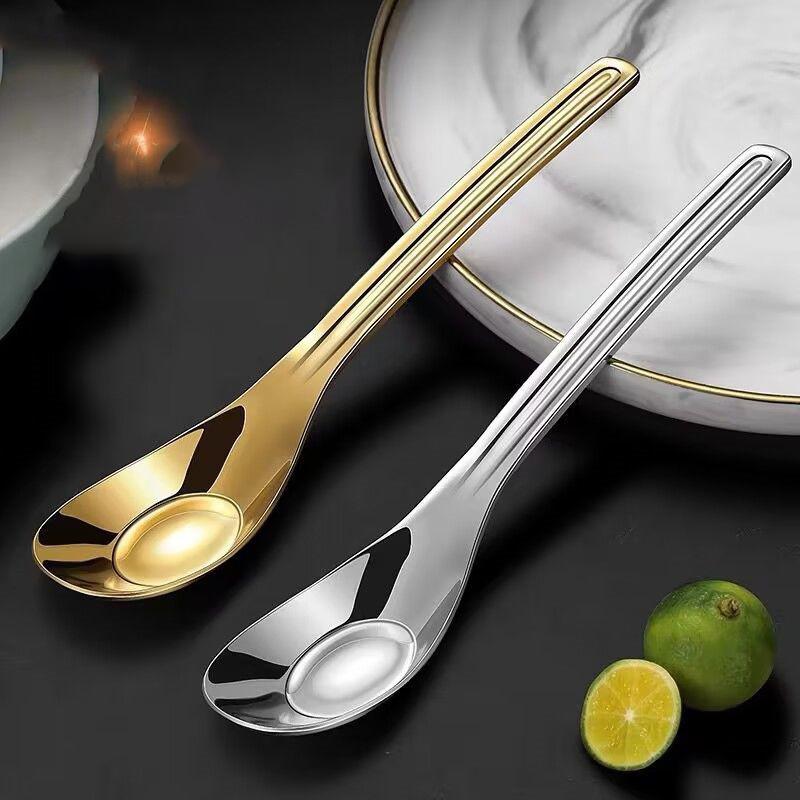 Stainless Steel Spoon Net Red Golden Dinner Long Handle Stirring Dessert Spoons For Kitchen Accessories Gadgets