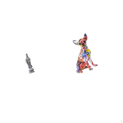 Guan Yin Buddha Sculpture And Colorful Dog Figurine Artistic Stone Ornament Multicolor Puppy Craft