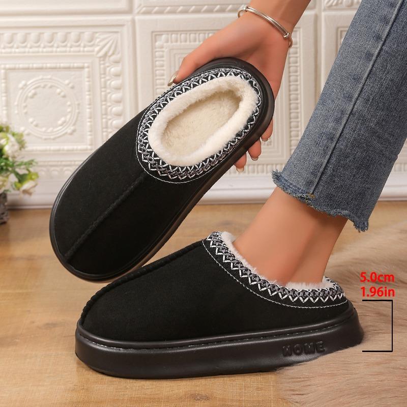 

Cotton slippers women s autumn and winter home slippers women s outdoor non-slip cotton slippers women s warm plush indoor home thick bottom 36-37 (one size smaller)