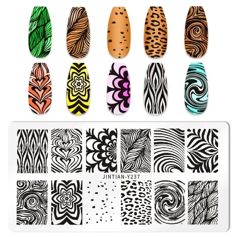 Nagelstempelplatten mit Schlangen- und Leoparden-Motiv, englische Buchstaben, Liebe, Herz, Blätter, Blumen, Design, Druckplatten, Nagelkunst, Schablone, Stempelwerkzeug