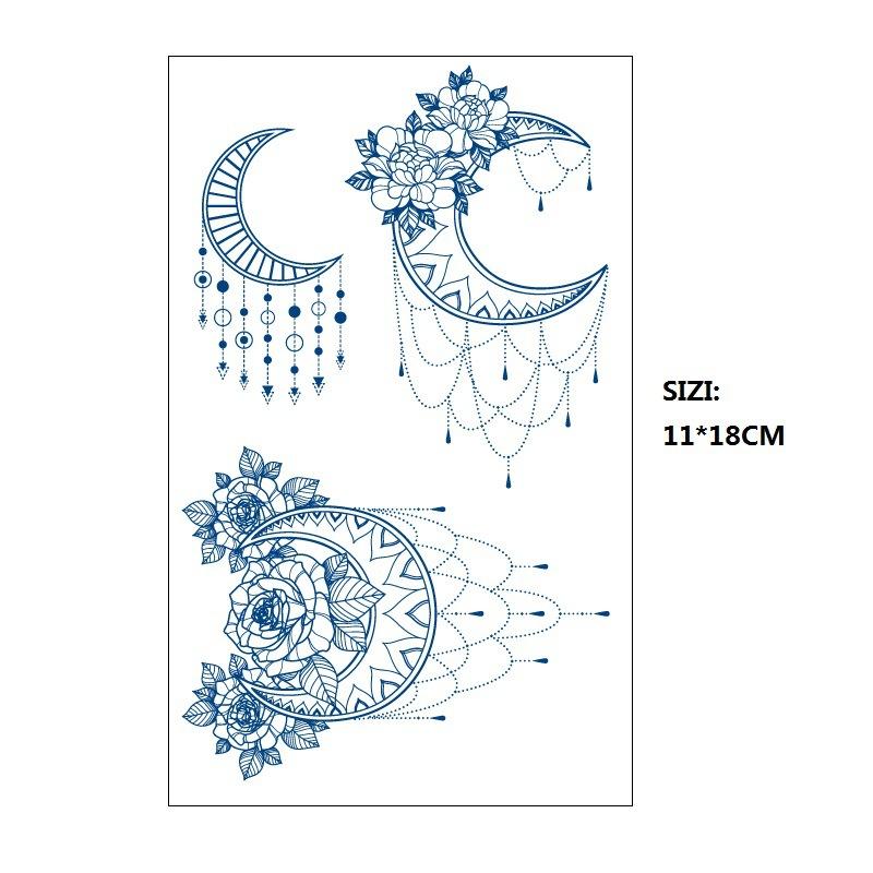 Emmy Naklejka Tatuaż Ziołowy Stopniowa Zmiana Geometryczny Gwieździste Niebo Łańcuch z Gwiazd Trwały Nieodblaskowy Naklejka Transferowa Wodna