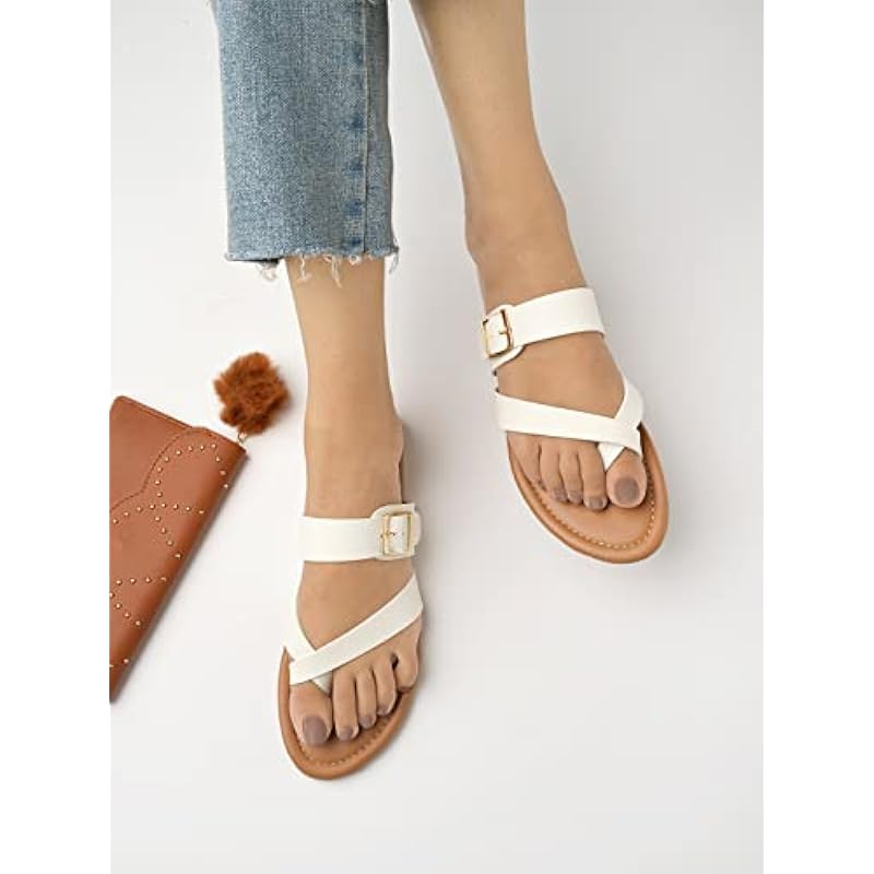 Shoetopia Stylish Side Buckle Detailed White Flats For Women & Girls /Uk6-Eu39