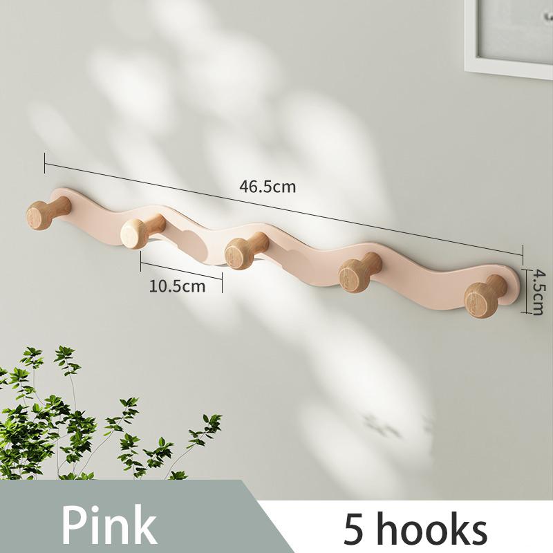 Punch-Free Wave Shape Hook On The Door Iron Raw Wood Living Room Hanging Clothes Hook Bedroom On The Door Wall Clothes Storage