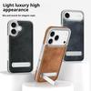 For iPhone 17 Pro Max Case with Hidden Kickstand Leather + PC + TPU Matte Electroplated Phone Cover