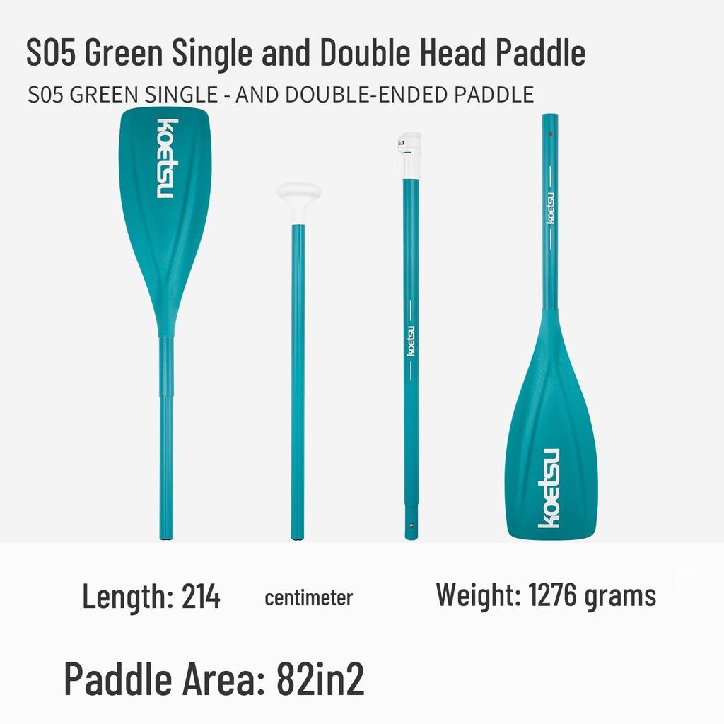 KOETSU S08 Dual-Head Anodized Kayak Paddle: Single/Double Configuration