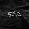 Vintage Thai Silver Green Zircon Hoop Earrings for Women Retro Circle Punk Ear Buckle Party Jewelry Gifts
