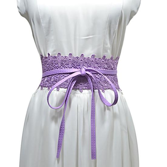 

Женский пояс из гладкой искусственной кожи с кружевом, широкий шнуровкой, регулируемый противоскользящий прочный шов, ретро, ​​тонкая талия, украшение, платье, пальто, пояс фиолетовый