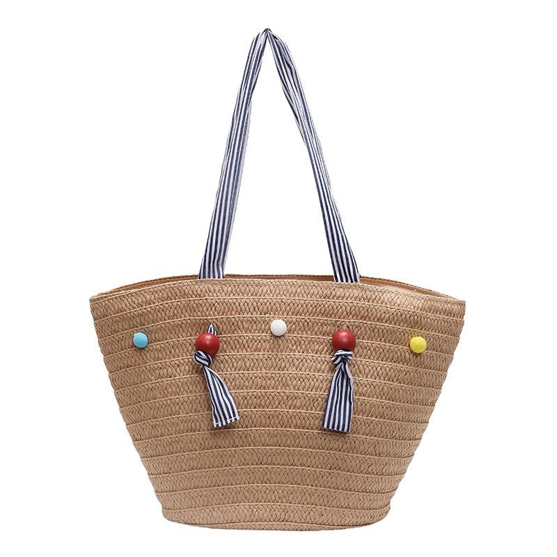 New cute ball straw bag fashion seaside vacation wind tote woven bag large capacity beach bag