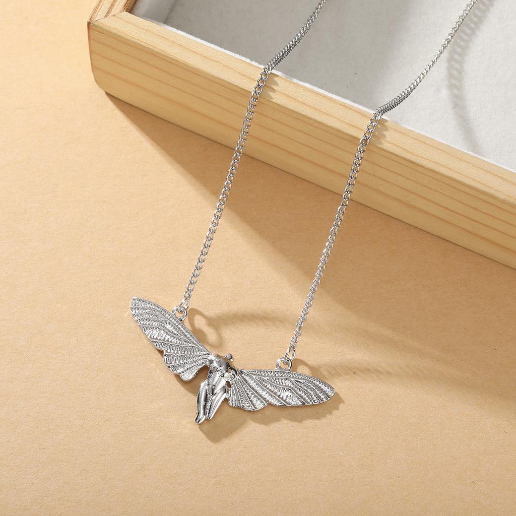 Colier cu pandantiv personalizat din metal argintiu în formă de aripă de înger pentru femei, potrivit pentru petreceri și uzura zilnică