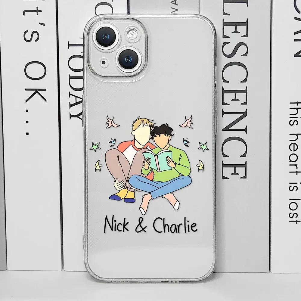 Heartstopper Handyhülle für IPhone 16 15 14 11 12 13 Pro Max XS SE2 7 8 15Plus Charlie Nick Transparentes Silikon Weiche Rückseite