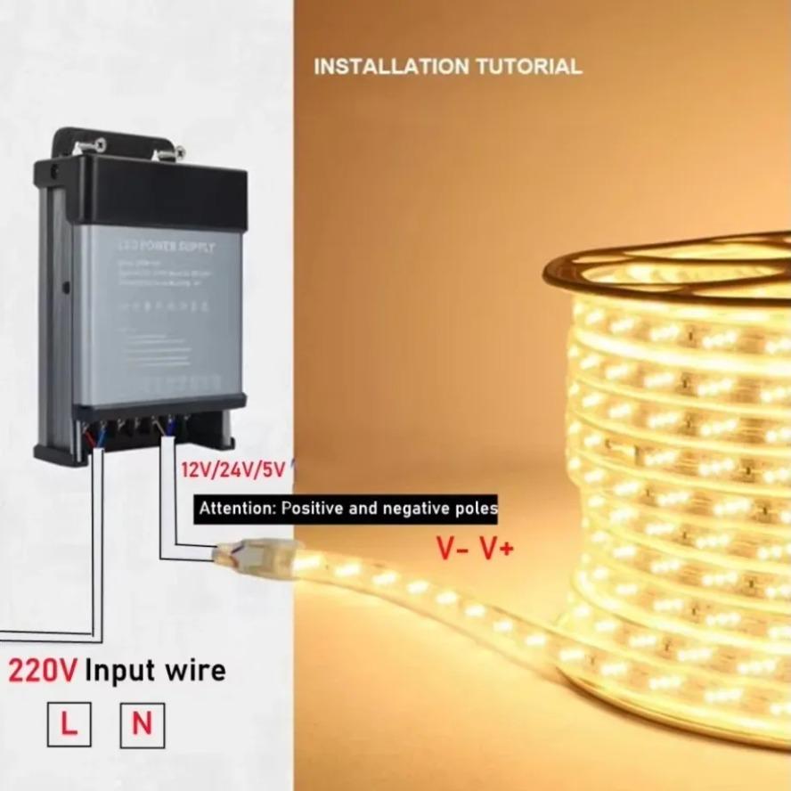 Full Power 5V/12V/24V/36V/48V Rainproof Power Supply Switch Transformer AC 220V Outdoor Adapter 350W 400W 600W SMPS with Filter