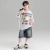 Jungen Set: Koreanischer Stil T-Shirt mit Aufdruck & Jeansshorts: Trendiger Zweiteiler im lockeren Schnitt für Teenager