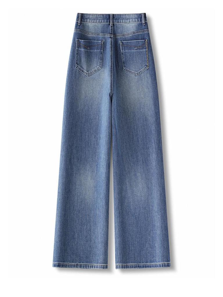 Luxurious Women's Wide-Leg Jeans, Autumn/Winter 2025, Loose Retro Style