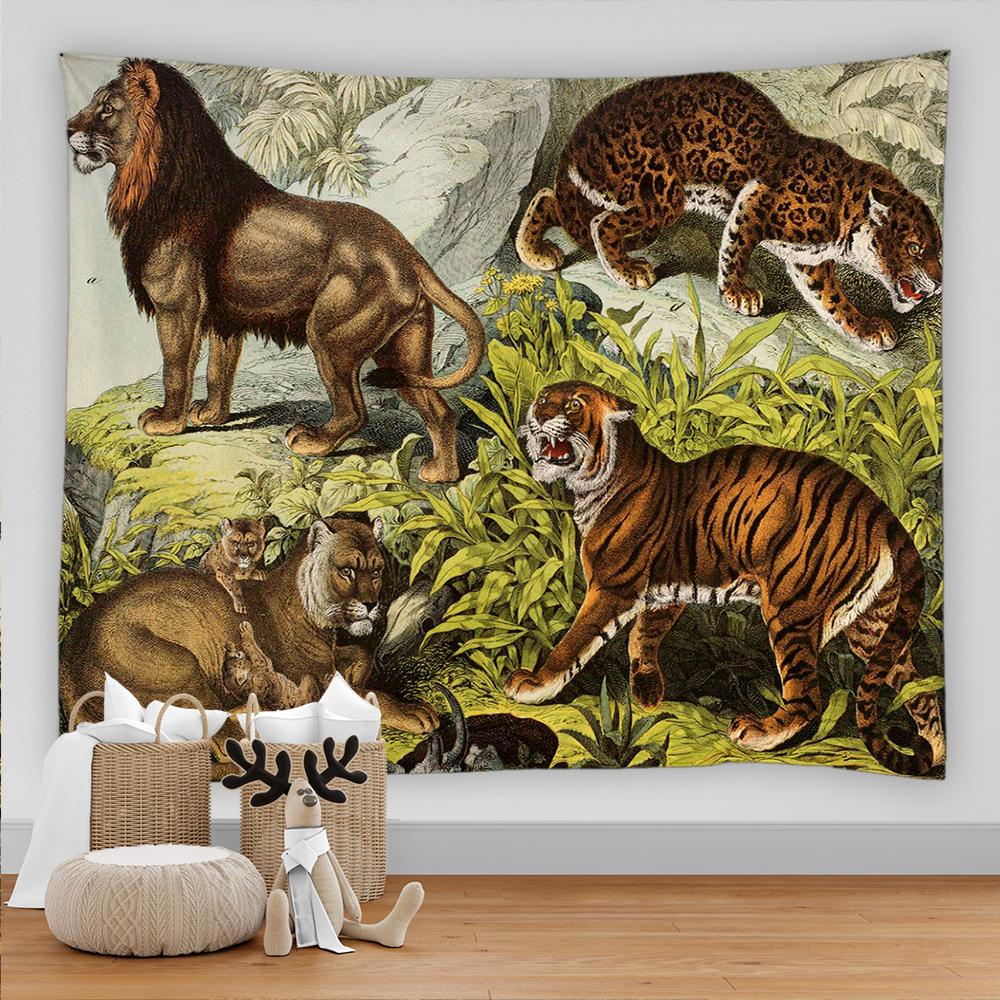 Löwe Wandteppich Tiger Elefant Tier Wandteppich Wandbehang Wandteppich Boho Dekor Home Decor Schlafzimmer Wandteppich Sofa Decke