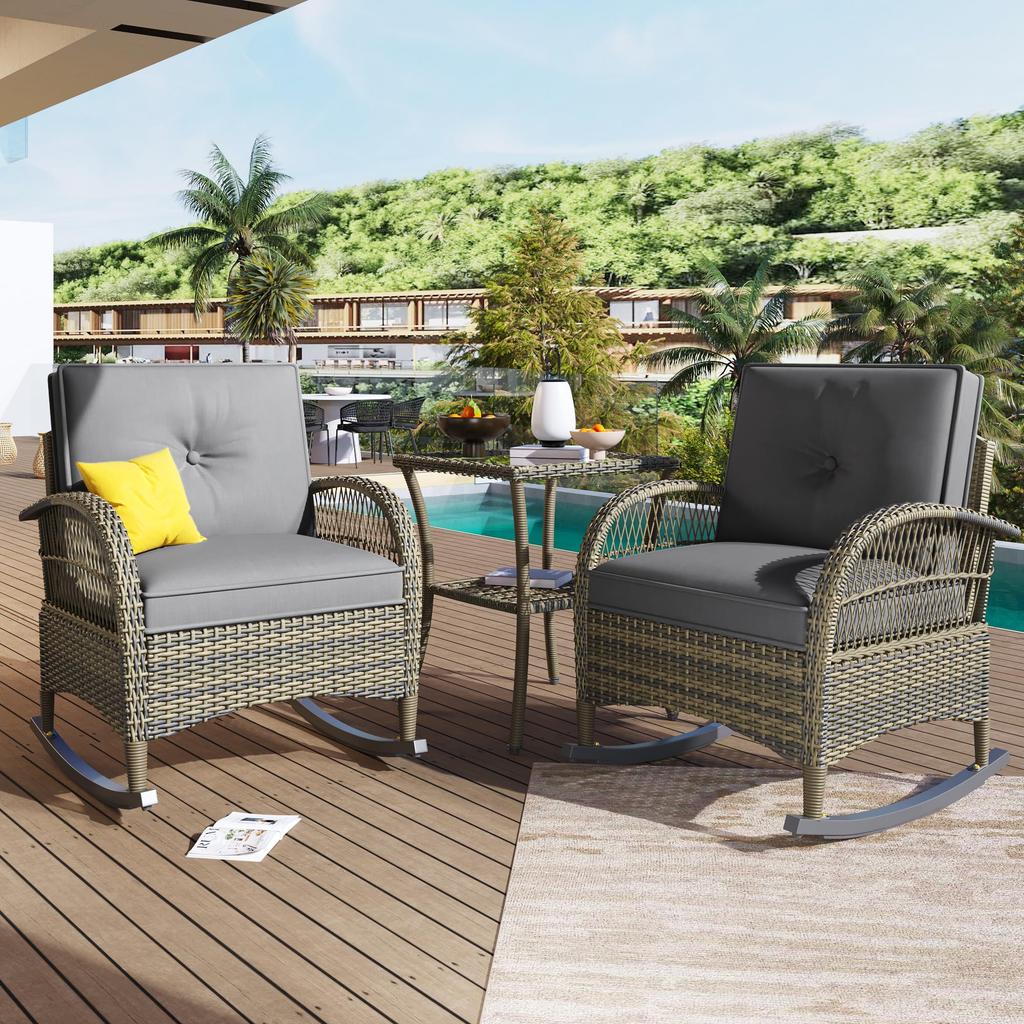 Balcony Furniture Set, Outdoor Garden Furniture with Coffee Table, Patio Furniture with Cushions for Balcony, Terrace, Garden