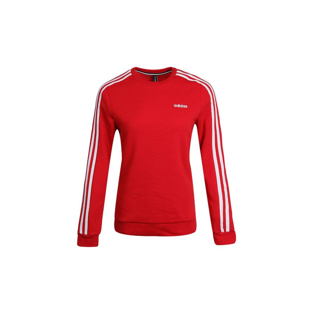 Adidas Neo Round Neck Fleece-Lined Knit Sweater Women Tops Red GJ8744