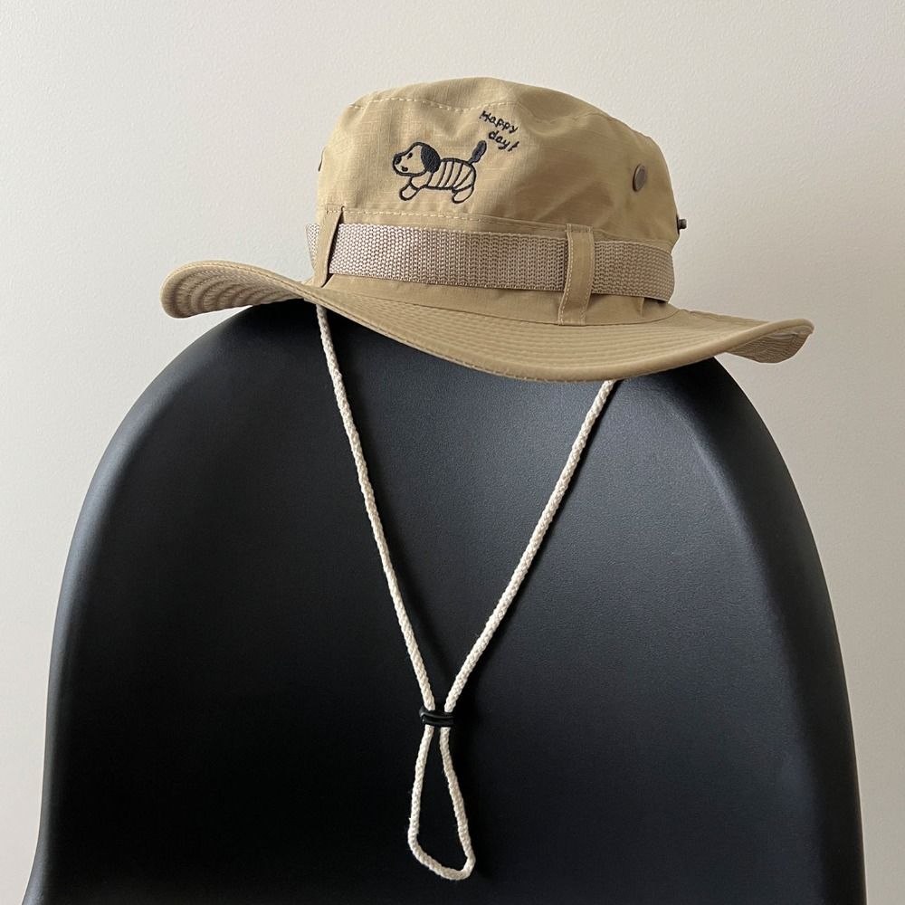 Y2K Puppy Bucket Hat Big Brim Sunscreen Fisherman Hat Retro Western Cowboy Hat  Outdoor