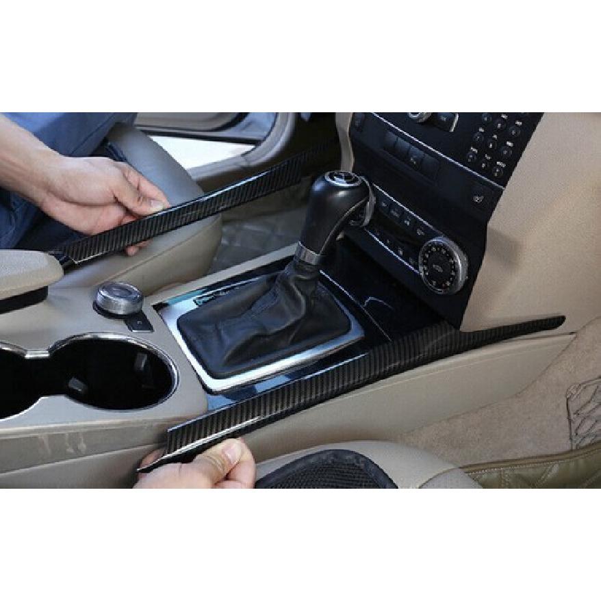 ABS Carbon Fiber Gear Shift Both Side Strip Trim 2PCS For Benz GLK 2009-2015