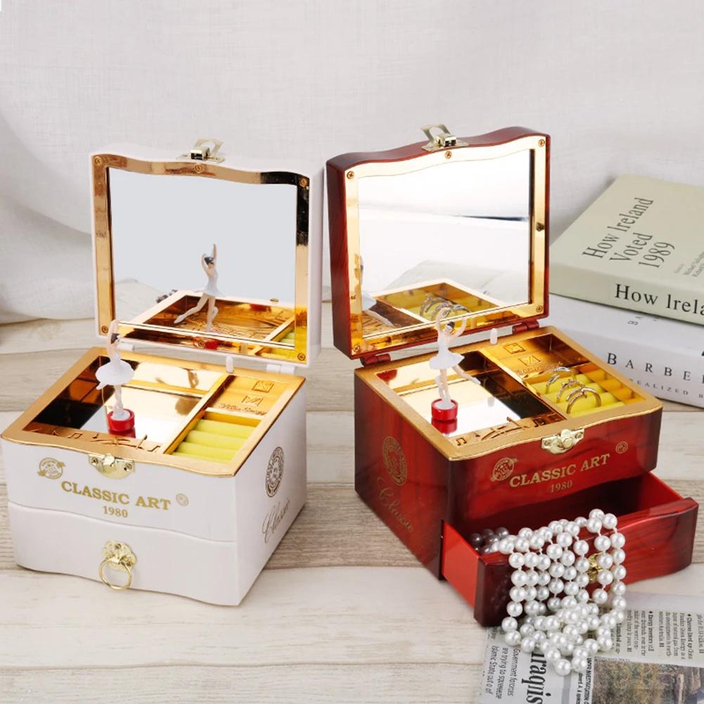 Rotating Dancer Engraved Musical Box Birthday Presents Jewelry Case Music Melody Box Retro Party Props for Souvenirs Decorations