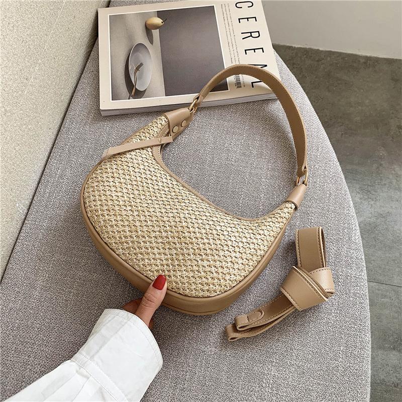 New Niche High-grade Fashion Elegant Crossbody Bag Leisure Holiday Shoulder Bag Straw Underarm Bag Women's Bag