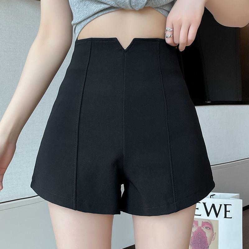 

Черные шорты А-силуэта с высокой посадкой для женщин - Маленький размер, Универсальные, Приталенные, Идеально подходят для весны/лета 2023. M 98-110 jin