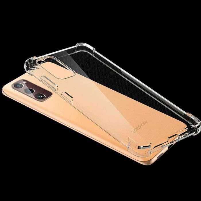 Coque Silicone TPU Souple - VCOMP - Samsung Galaxy S20 FE - Transparent - Anti-choc - 3 Films Verre Trempé