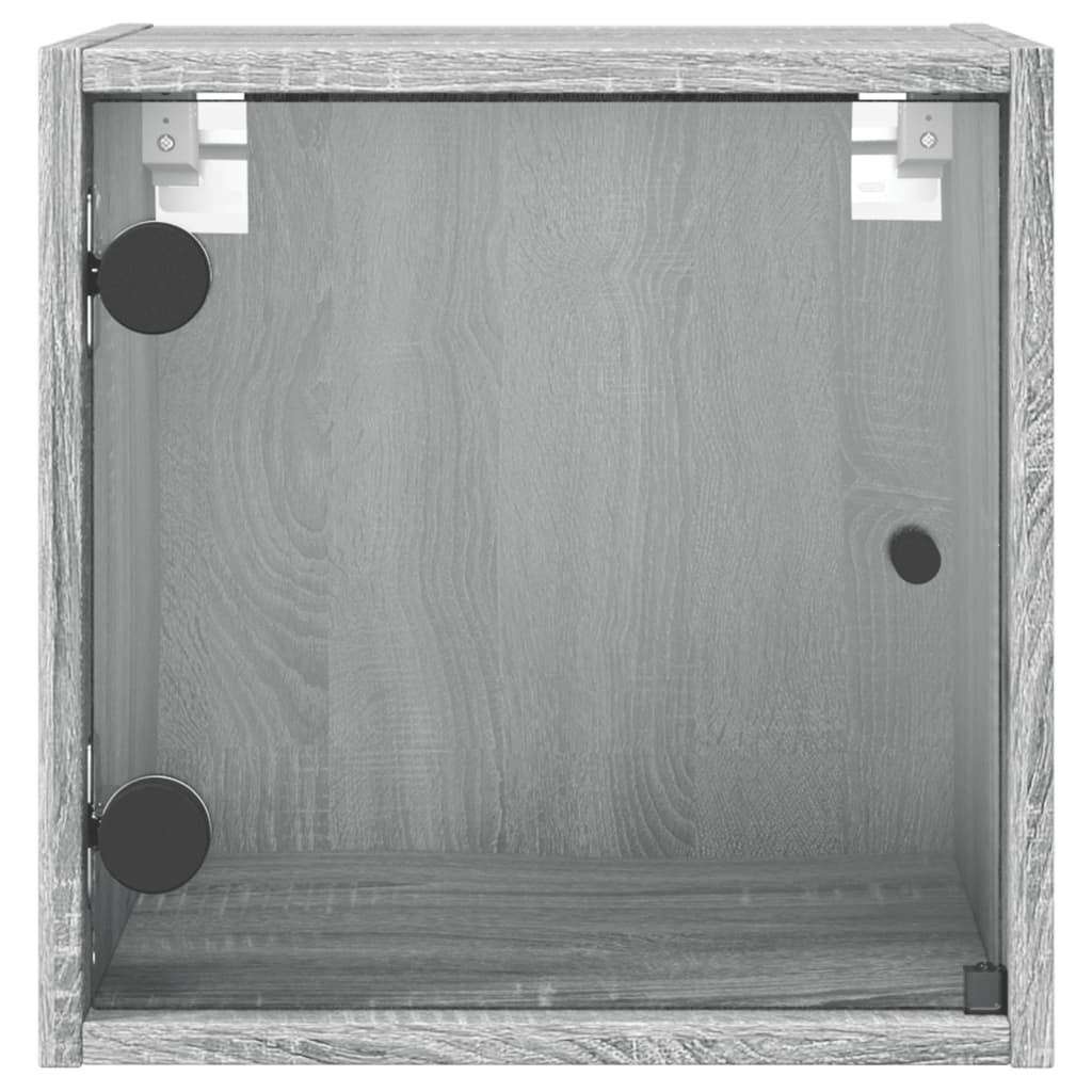 Nightstand with Glass Door Grey Sonoma 35 x 37 x 35 cm