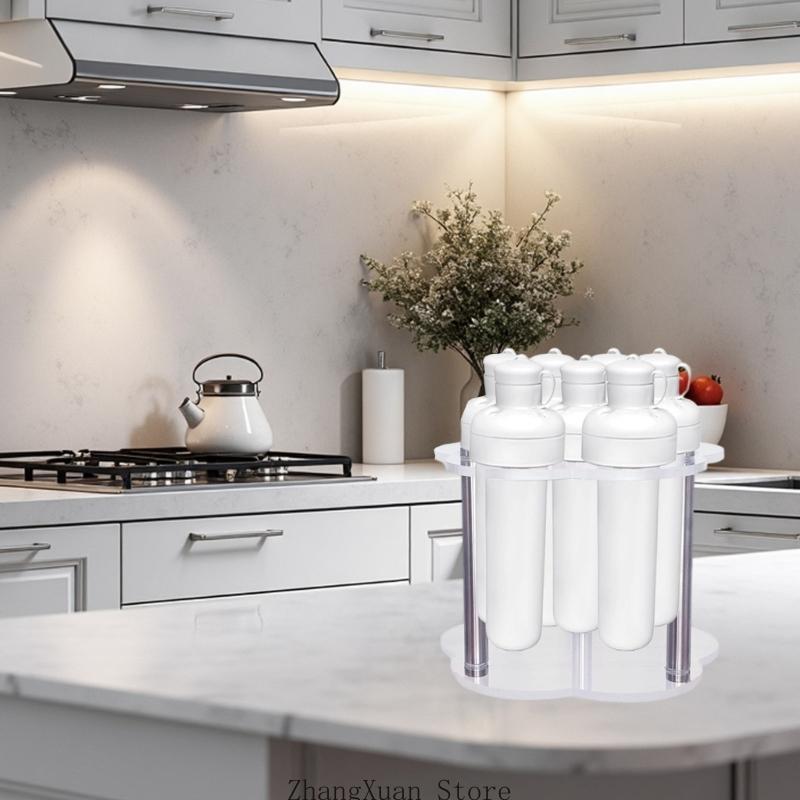 3XUF Multipurpose 7 Slot Acrylic Holder For Flavor Cartridges Space Efficient Flower Design Beverage Cartridge Rack