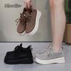 Fashion Women's Breathable Mesh Slip-On Shoes Summer Anti-Slip Wedge Casual Footwear Soft Bottom Lace-Up Sneakers Women Mesh Shoes