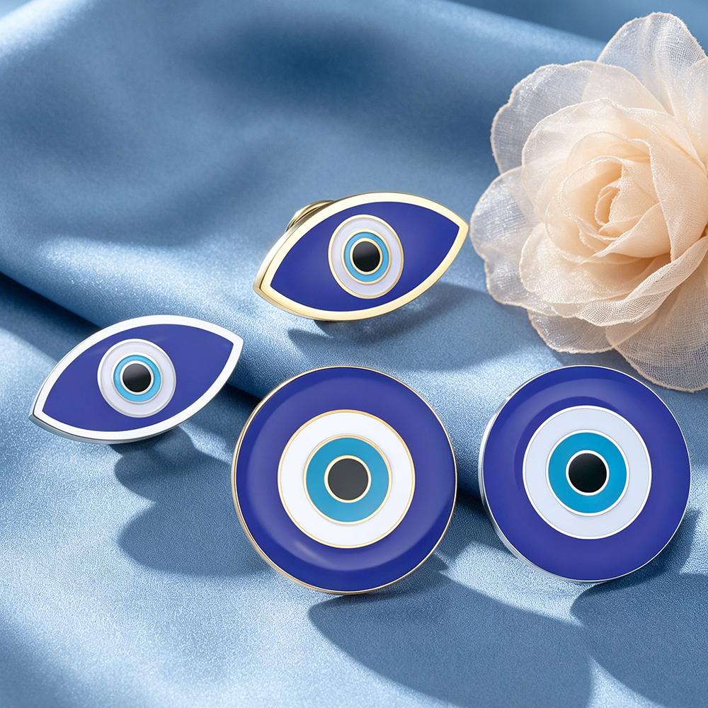 Dawapara Spilla da bavero Occhio Malvagio Smalto Spilla Greca Portafortuna Protezione Amuleto Accessori per Cappello Borsa Gioielli in Acciaio Inossidabile