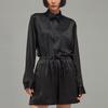 Adidas Solid Color Casual Loose Long Sleeve Shirt Women shirts Black H63058
