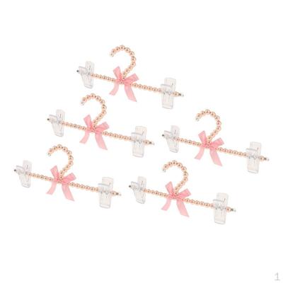 23cm Imitation Pearl Beads Clothes Hanger With 2 Clips 5pack