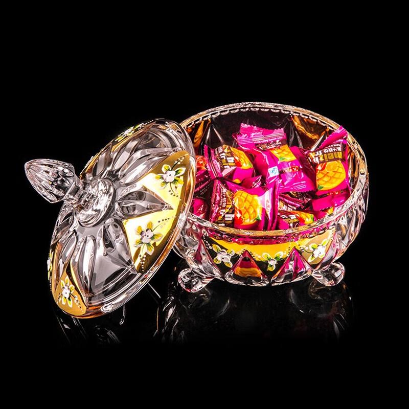 Fulaivenci Evropská Křišťálová Skleněná Smaltovaná Květinová Nádoba na Cukroví a Ořechy