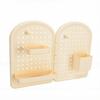 Pen Holder Desk Organizer Wall Mounted Plastic Corner Pegboard for Students Home Office with Adhesive Hooks Cream Yellow