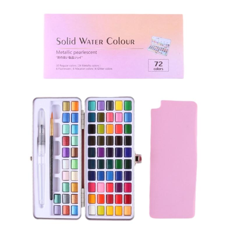 50/72/90/100 Colors Solid Watercolor Paint Set Pearlescent Watercolor Paint Art Painting Supplies for Hobbies Painter