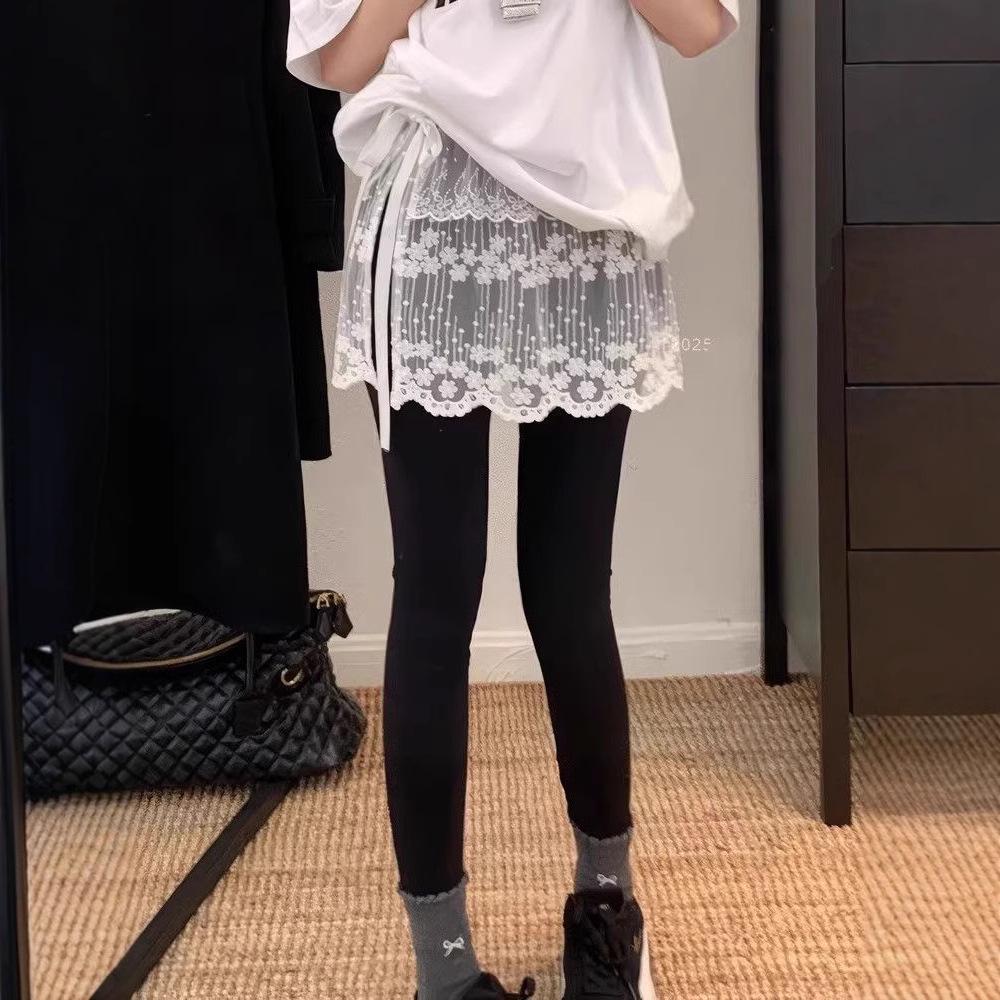 White Lace Tie-Up Peplum Midi Skirt - Women's Early Spring Layered Outfit