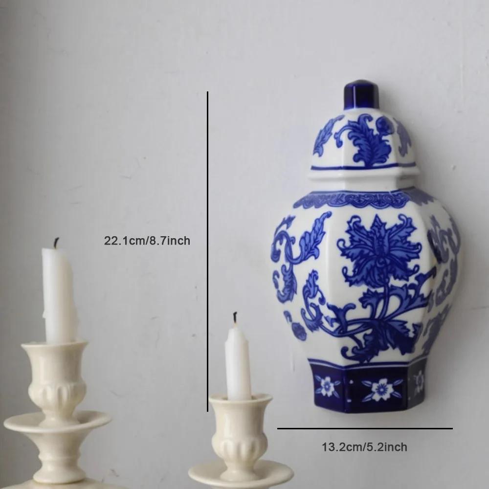 Скандинавская расписанная вручную керамическая сине-белая фарфоровая настенная ваза, украшения для гостиной, спальни, свадебного фона, настенная ваза, ремесла