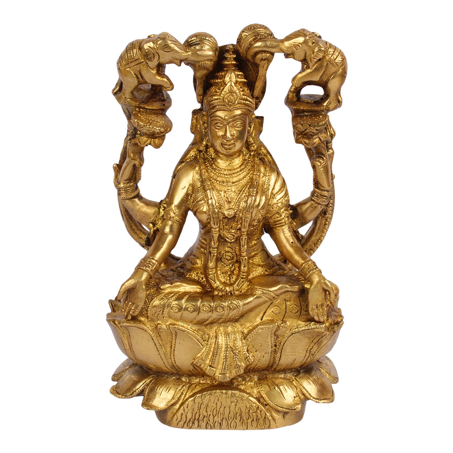 

Pure Brass Gajalakshmi Idol For Home Decor In Gold Color Murti Height - 7 Inch