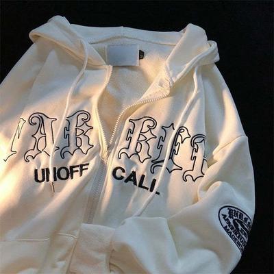 Sweat à capuche Femme Lettre Broderie Fermeture éclair Veste Mode Veste à capuche