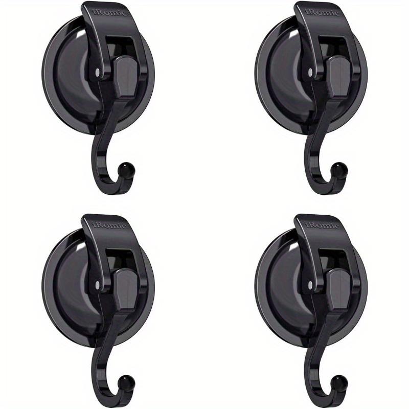 

Heavy Duty Vacuum Cup Hooks No Drill Installation, Strong Adhesion for Bathroom, Kitchen,Glass,Mirrors Organizer Hooks for Towels,Utensils,Keys 4Pack чёрный