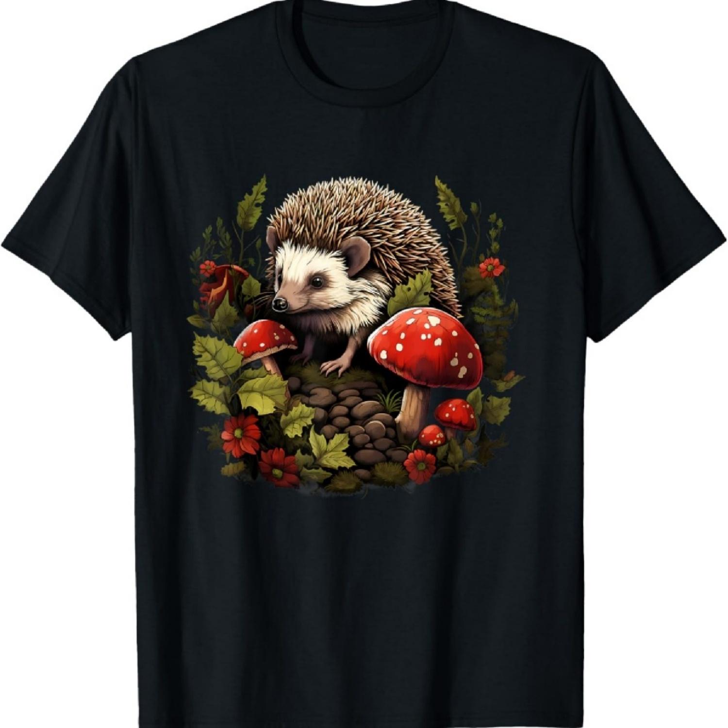 

Hedgehog Landscape Animal Art Forest Wildlife Floral Artwork T-Shirt XXXXXL чорний