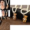 Trendy And Sweet Plush Bear Pearl Necklace For Women Perfect For Fashionable Accessories