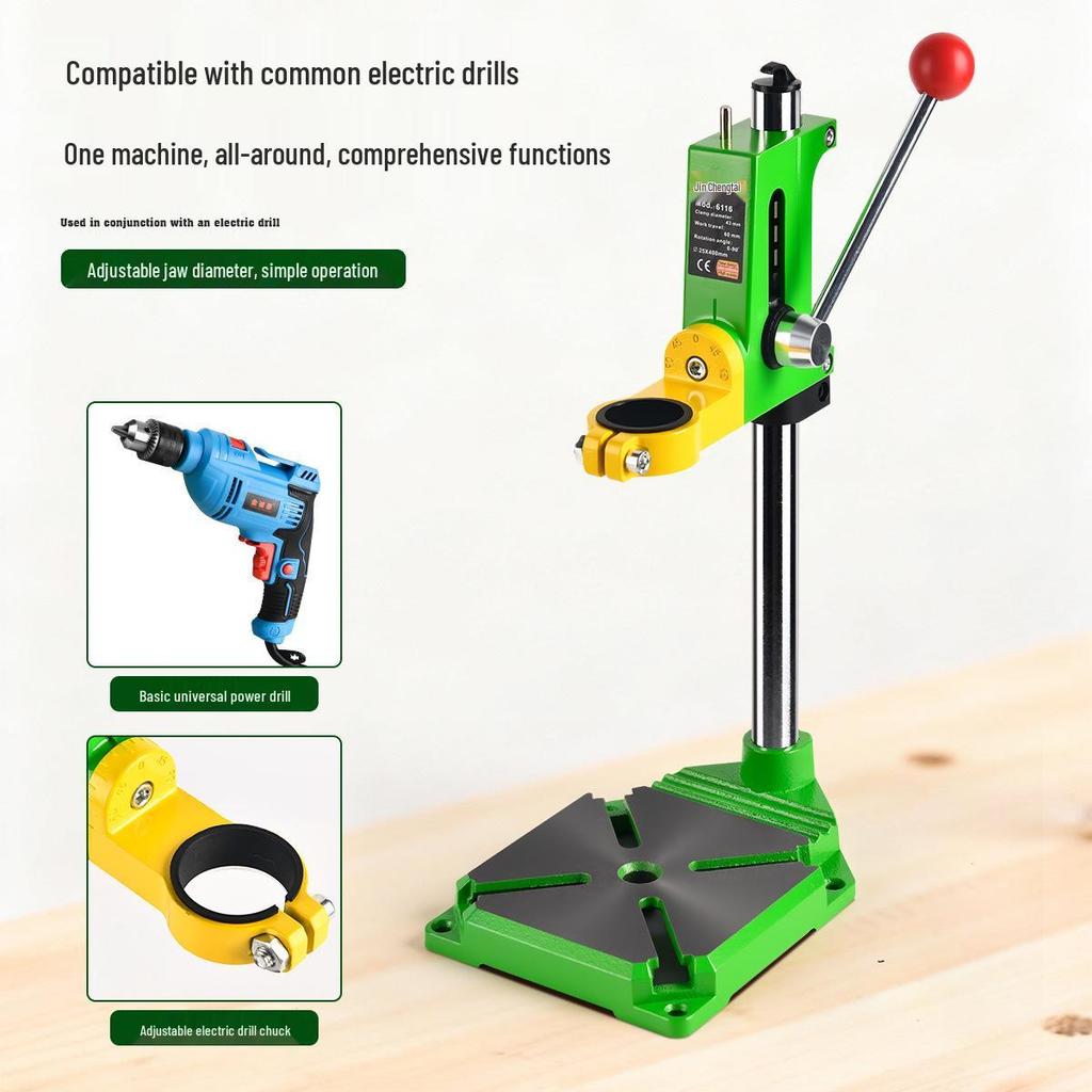 Multi-Functional Rotary Drill Stand Converts to Mini Bench Drill and Hole Punch Press