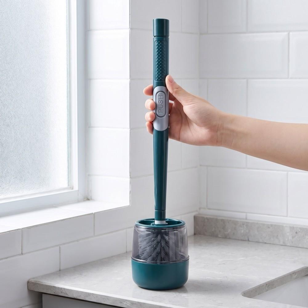 42*10cm Wall-mounted Liquid Adding Silicone Toilet Brush Household Toilet Daily Stain Cleaning