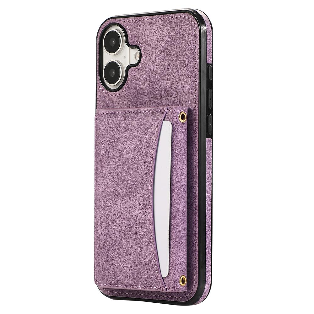 For iPhone 16 Phone Case Tri-Fold Wallet Kickstand PU Leather+TPU Back Cover