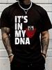 100% Cotton IT'S IN MY DNA Haiti Haitian Flag T Shirt Pride Country Gift T Shirt Casual Short Sleeve Shirt Women's Men Graphic