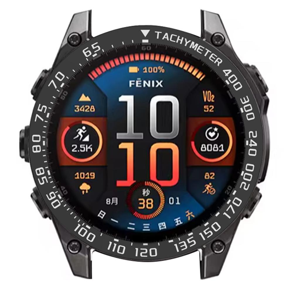 For Garmin Fenix 8 51mm/Tactix 8 51mm Stainless Steel Tachymeter Bezel Smart Watch Protective Ring