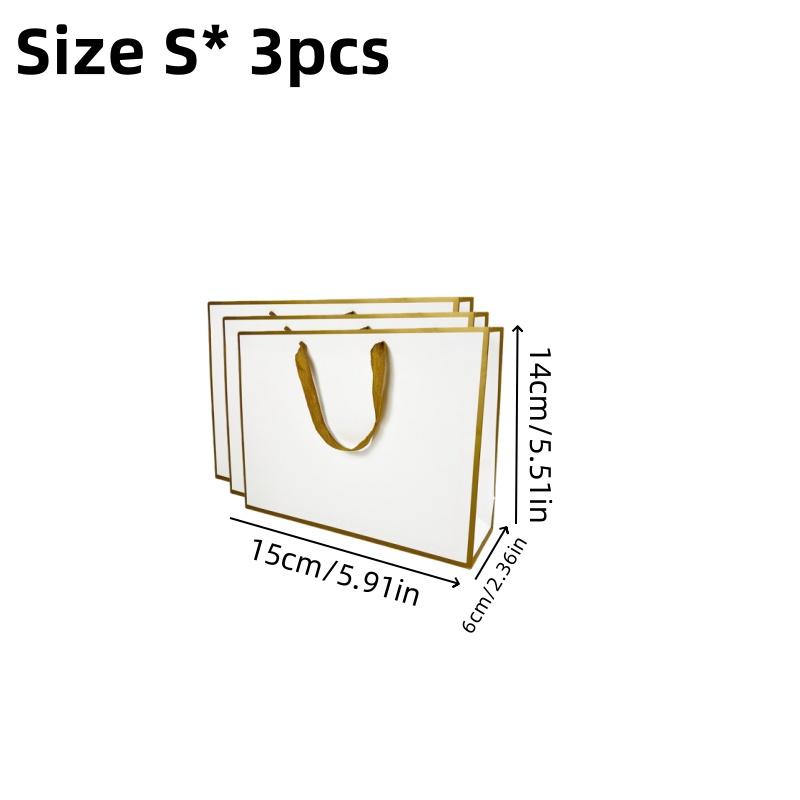 3pcsGold Edge Gift Bag Wedding Holiday Party Gift Packaging Bag Clothing Jewelry Handheld Paper Bag
