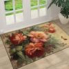 Retro Blumen Großer Teppich für Wohnzimmer Couchtisch Bodenmatte Rutschfest Waschbar Zuhause Küche Fußmatten Schlafzimmer Bereich Dekor Teppich