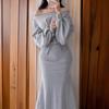 New ArrivalS Open Run Women S Off Shoulder Ribbed SweatShirt And Mermaid Long Sk